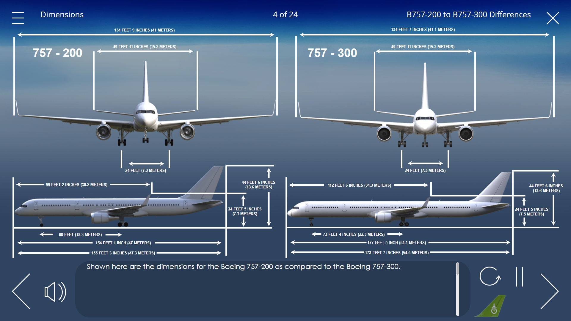 757 dimension differences