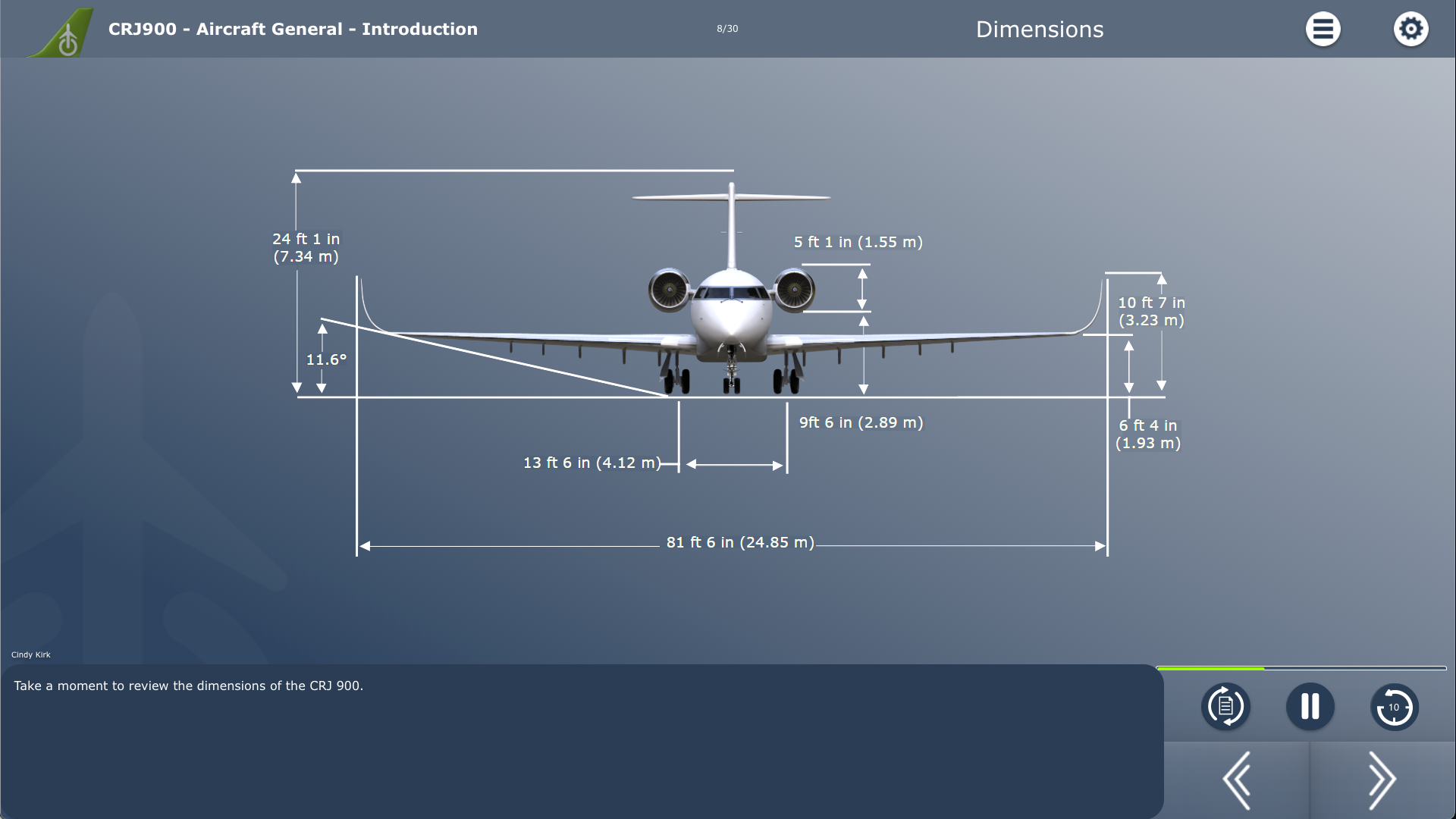 CRJ900 General Aircraft Dimensions course example