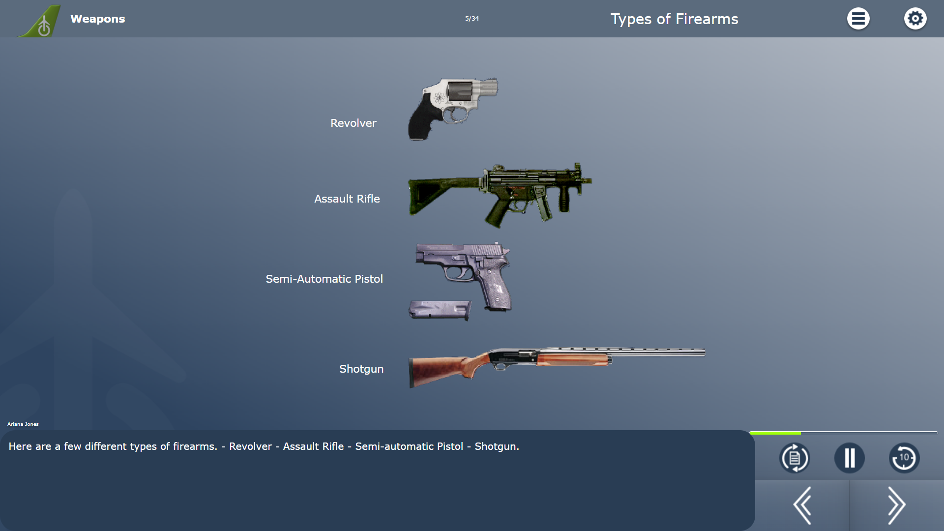 Weapons course example
